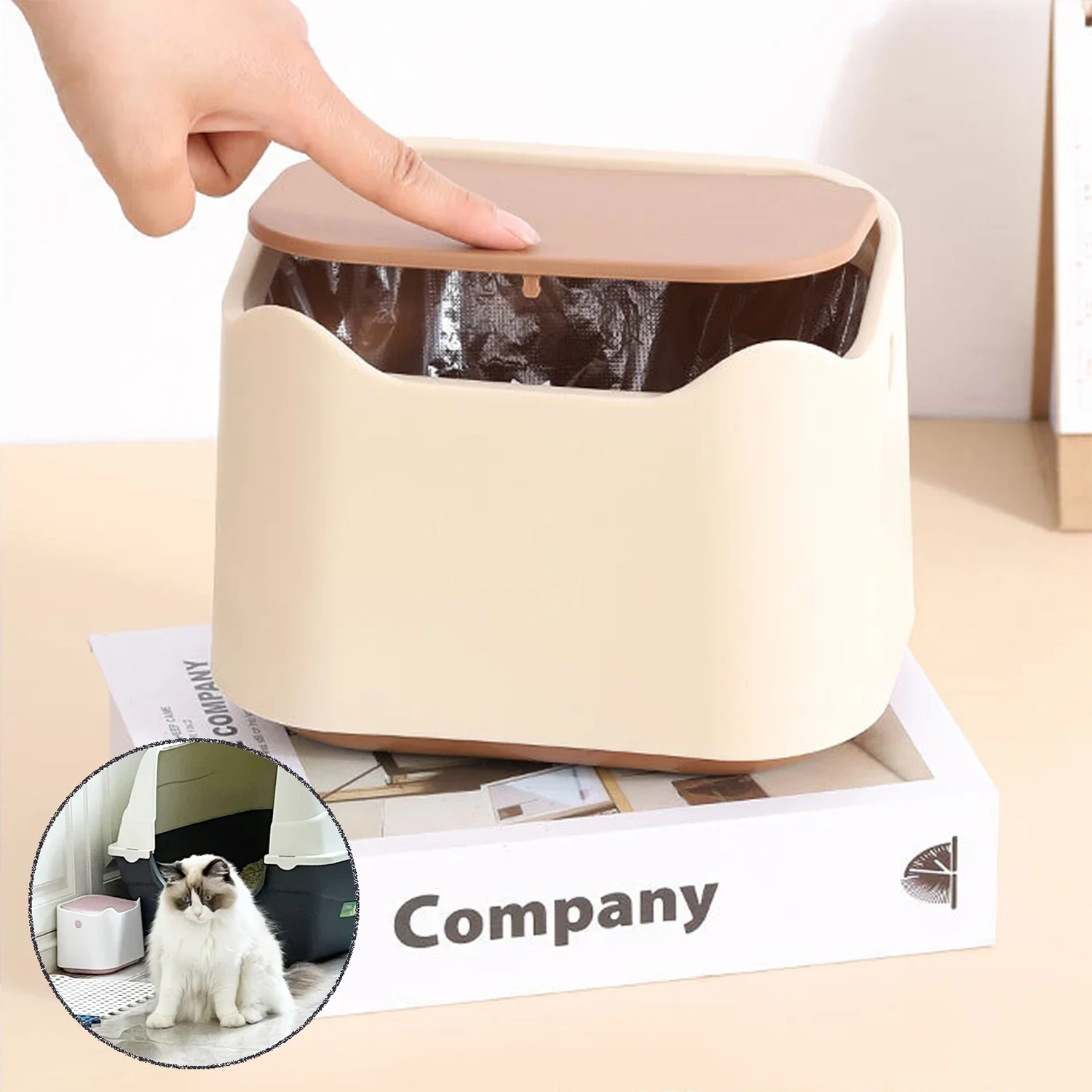

Cat Litter Bin with Push-On Lid Odor Control Fully Enclosed Pet Litter Waste Disposal System Litter Bins for Pet Waste