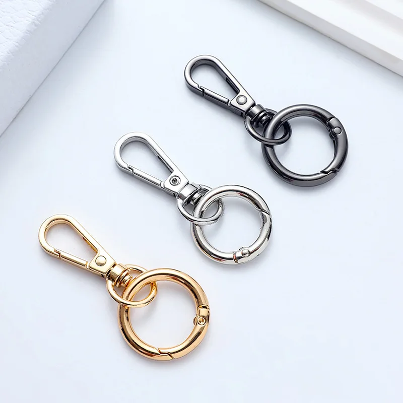 

20 комплектов зажимов с поворотной застежкой, металлические поворотные карабины, зажим для брелока с двойным отверстием и кольцом для ключей для изготовления ремешков своими руками