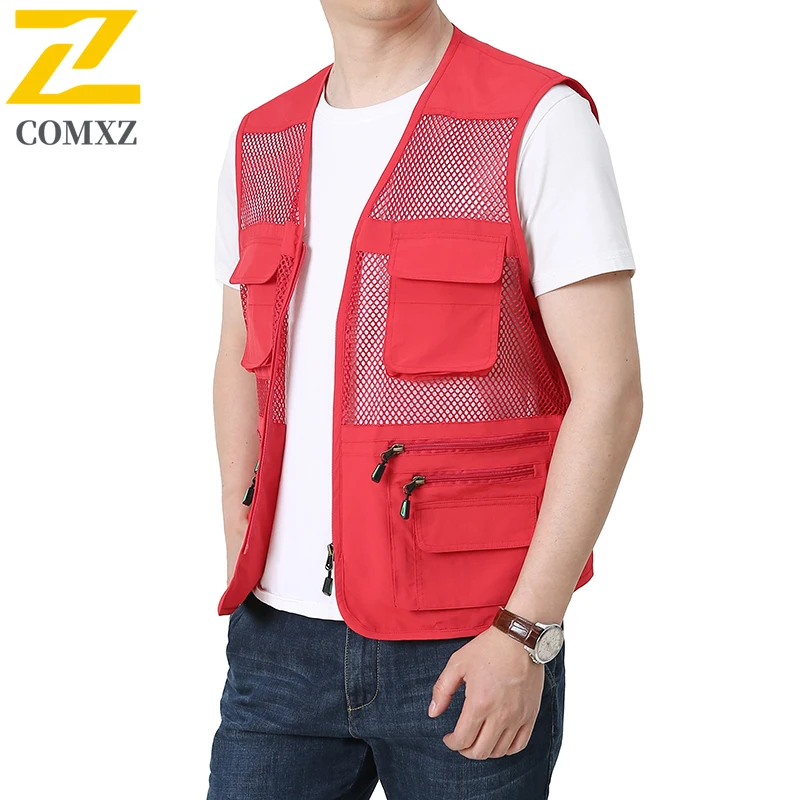 Gilet en maille grande taille 8xl pour hommes, veste de travail décontractée sans manches à séchage rapide pour la pêche, gilet multi-poches pour photographe en plein air, printemps