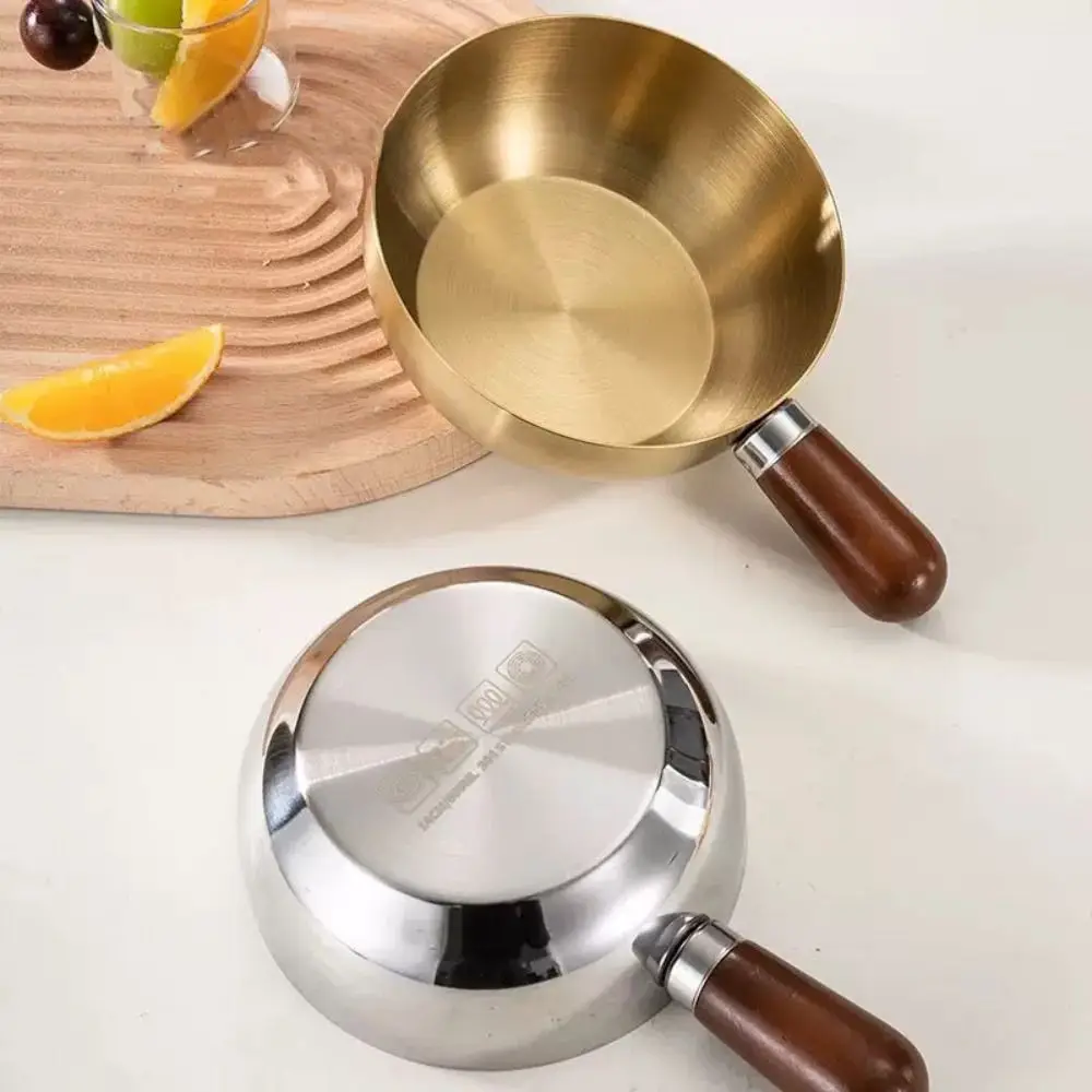 

Heat-Resistant Stainless Steel Bowl Drop Resistant Thick Wooden Handle Bowl High Temperature Resistant Anti Scalding