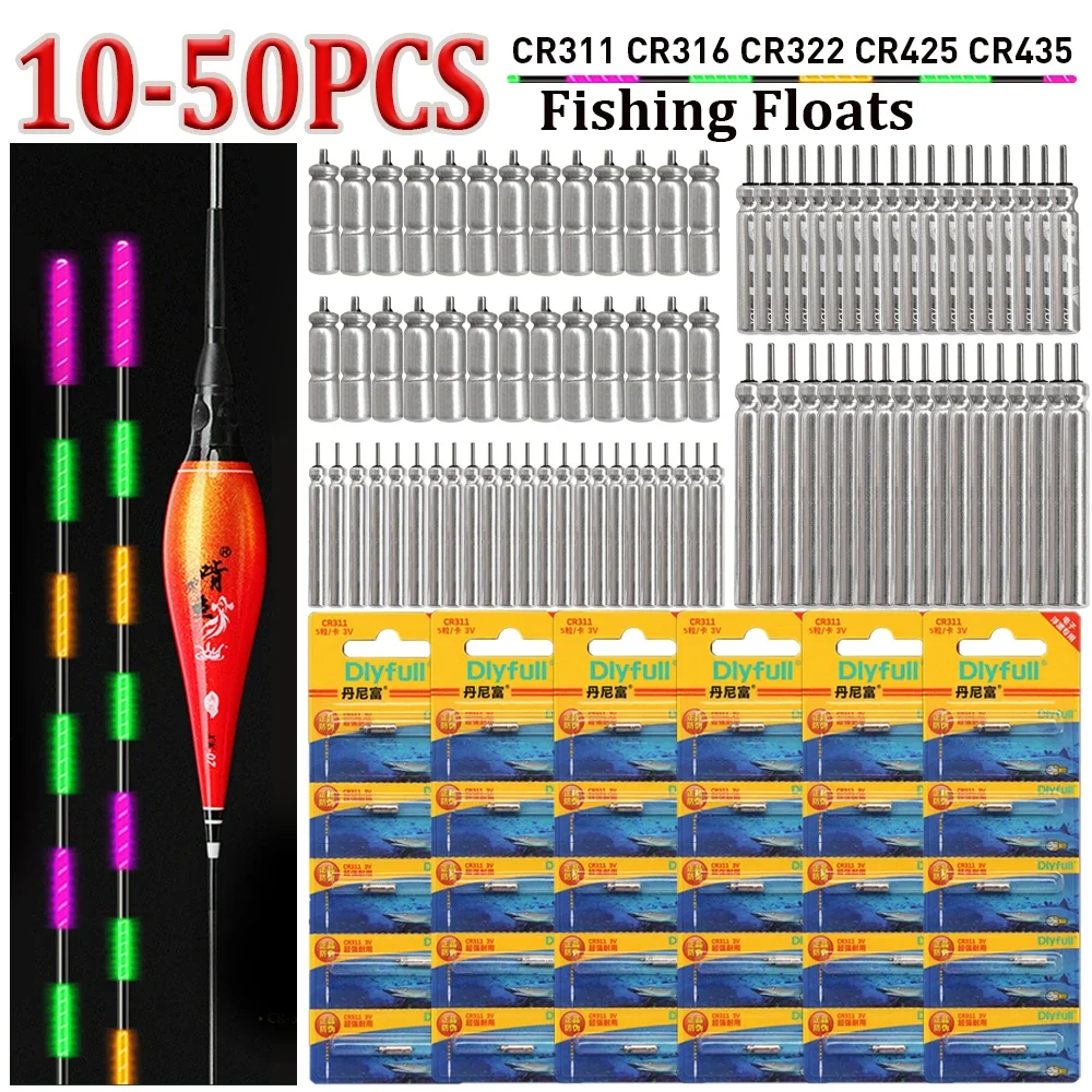 10-50PCS CR311 CR316 CR322 CR425 CR435 Fishing Float Tools Lithium Pin Night Luminous Fishing Buoy Tools Fishing Tackle Acces