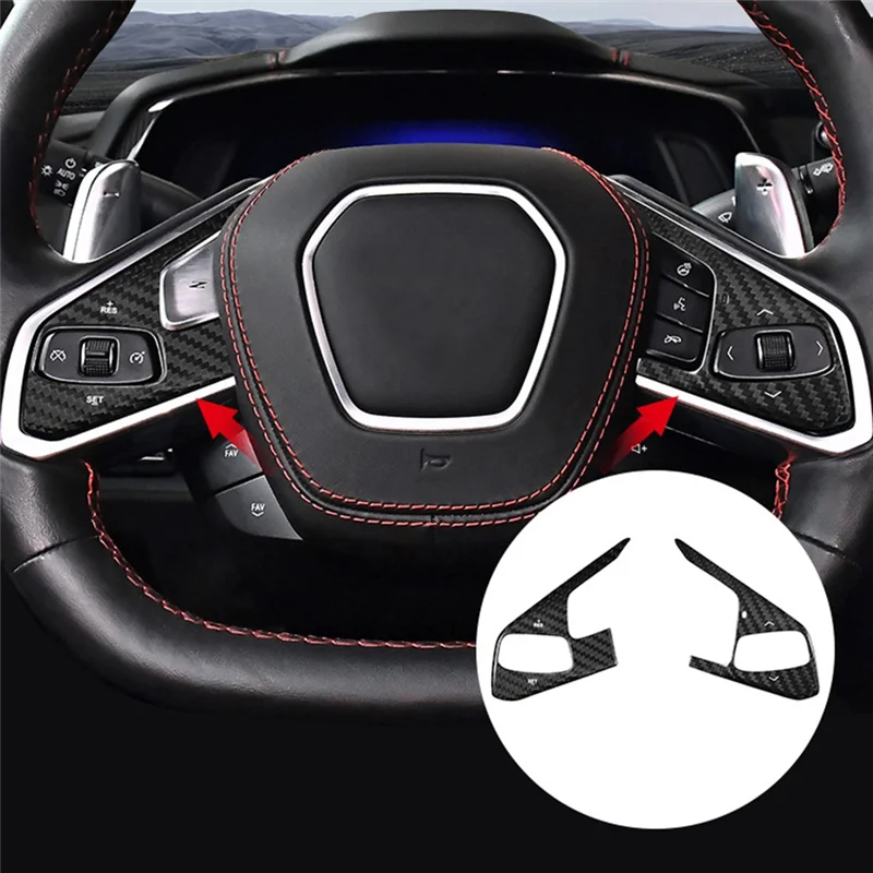 Authentic Carbon Fiber Steering Wheel Panel Sticker For  Corvette C8 2020-2023 Steering Wheel Decoration