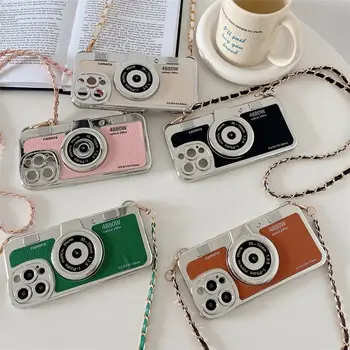 Pouzdro s fotoaparátem pro iPhone 14 Plus 15 13 12 Pro Max 11 Pro Max Poutko na telefon s fotoaparátem z umělé kůže, šňůrka na krk, retro pouzdro s motivem Emily v Paříži 8 nejlepší prodej Pouzdro na telefon Emily v Paříži - №7