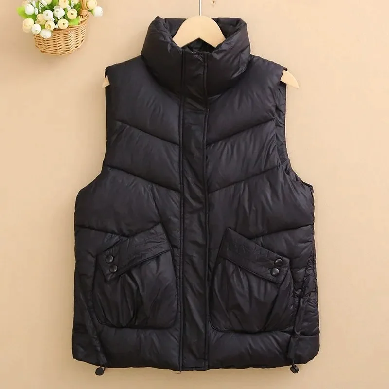 2024 Autumn Women Ultra Light White Duck Down Vest Sleeveless Jacket Female Stand Collar Waistcoat Zipper Puffer Coat