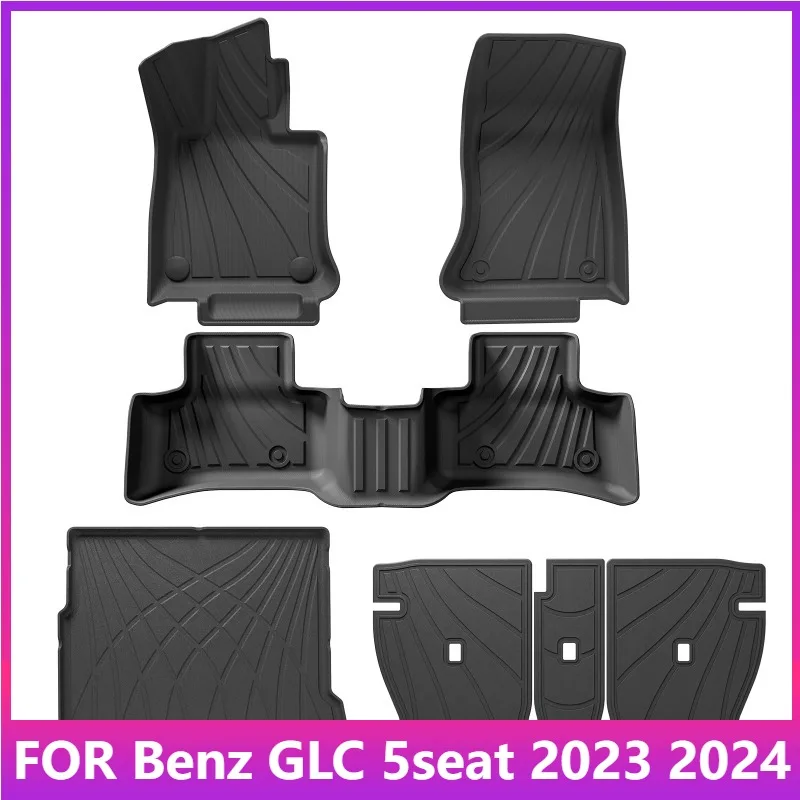 

Коврики для Benz GLC 2023 2024 5 мест TPE 3D Автомобильные коврики для багажника Коврик для багажника GLC 300 350e Коврик для ног левый руль черный