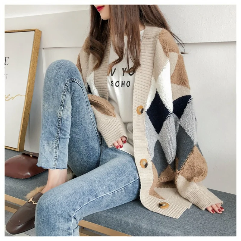 

2024 Early Autumn Very Fairy Sweater Coat Women's Loose Korean Lazy Style Knitted Cardigan Thick