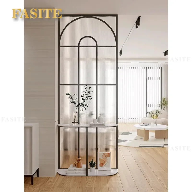 For Living Room Entrance Office Modern Simplicity Stainless Steel Frame Changhong Glass Partition Screen Wall Divider