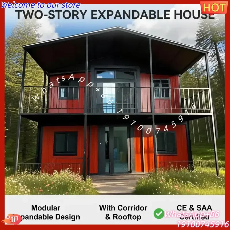2026 Two-Story Expandable Container Building Prefabricated Modular Home 20-Foot Double-Story Steel Structure Roof Deck Villa