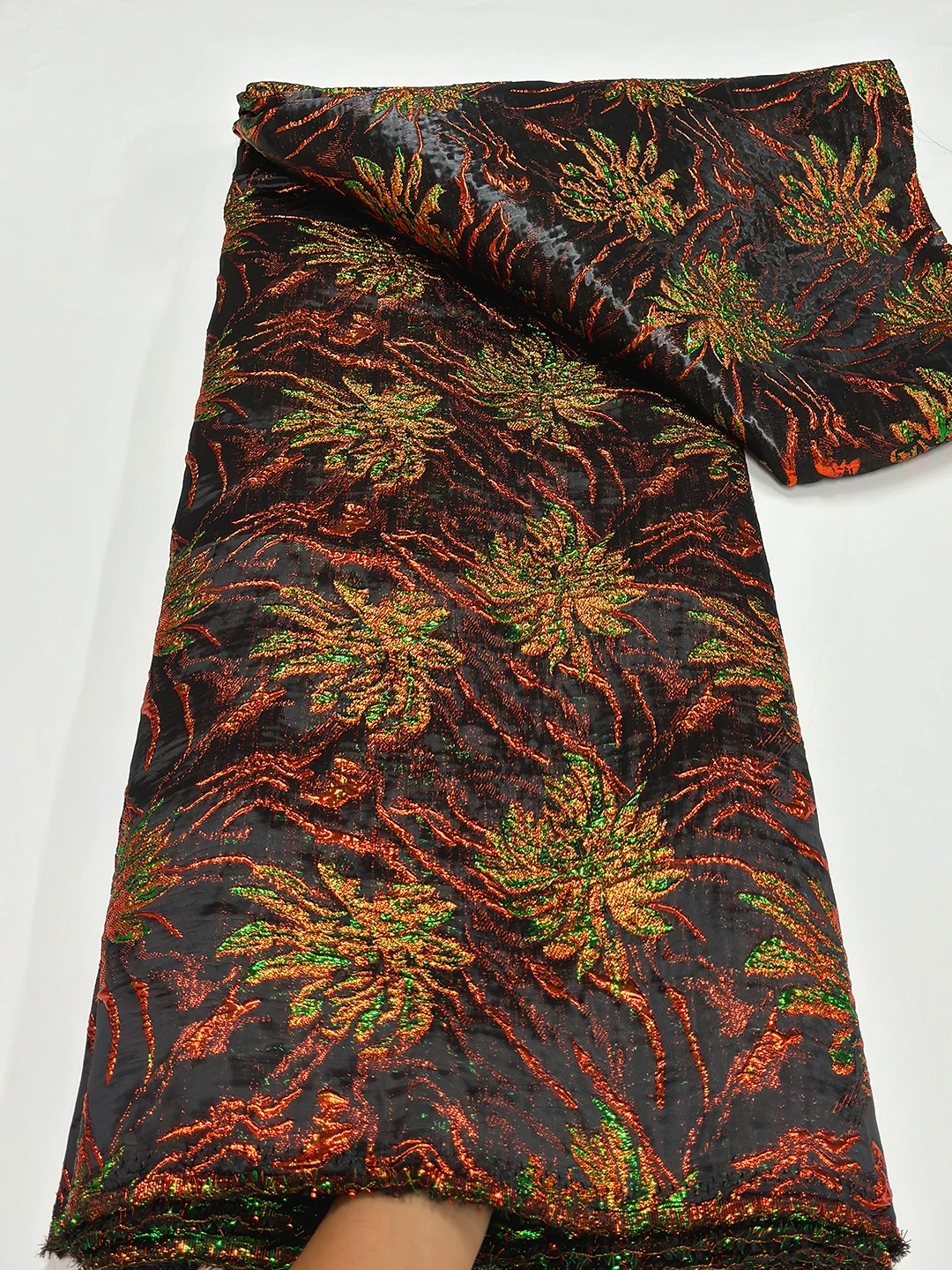 

2024 Original High Quality Nigerian Jacquard Lace Fabric 5Yards African Brocade Lace Fabric For Sewing Women Wedding Party Dress