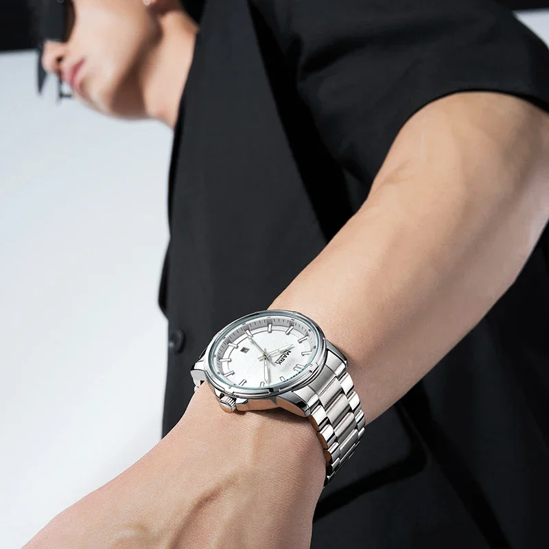 MARK FAIRWHALE Fashion Luminous Dragon Engraved Dial Mens Watches Quartz Wristwatches Waterproof Montre Luxe
