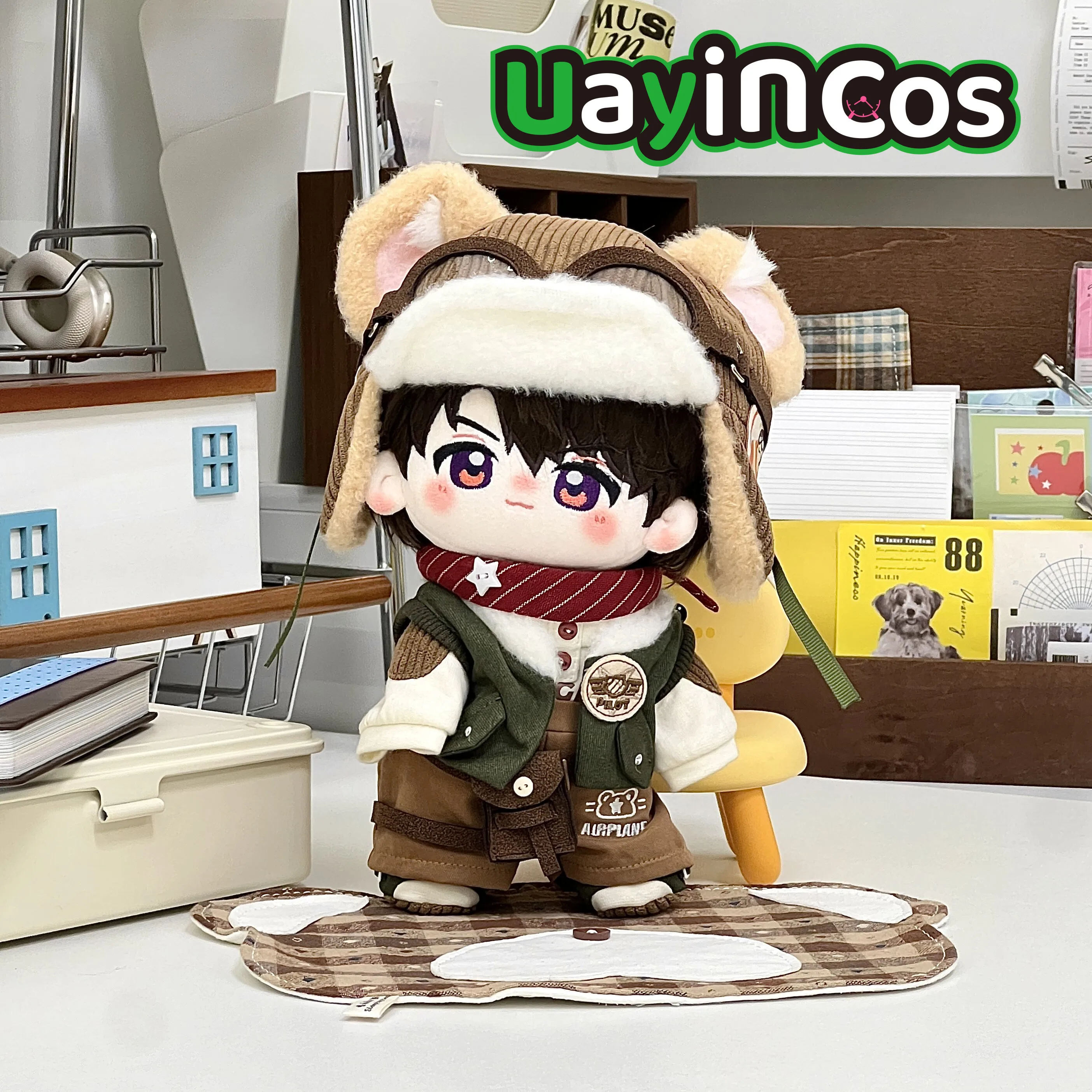 

Костюм для куклы 20 см: Мышонок-пилот с милой крутой шляпой, очками, пальто, жилетом, брюками, обувью, треугольным полотенцем. Набор для кукол, аниме-фигурок, игровых игрушек.