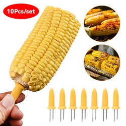 10pcs Fork Corn Skewer Stainless Steel Corn Holders Corn On The Cob Skewers Fruit Forks Outdoor Camping Cooking Barbecue Tool