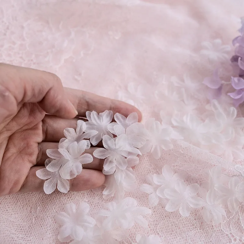 3D Crushed Satin Flower Accessories, DIY Wedding Dress, Veil Decoration, Mini Flower Piece, Doll Material, RS2775, 100 PCs/Pack