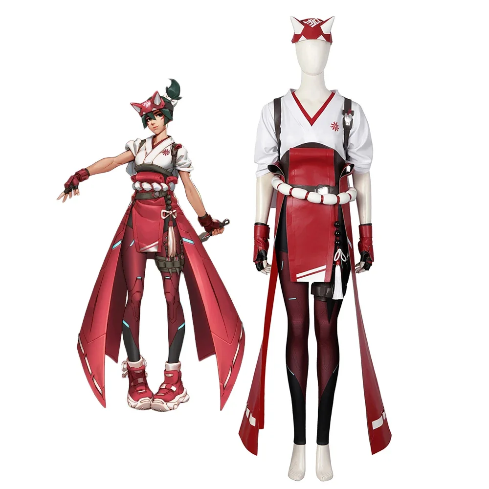 OW Kiriko Cosplay Costume Full Set 14 PCS Kiriko Outfit Weapon Headwear Roleplay Clothes from Overwatchs 2