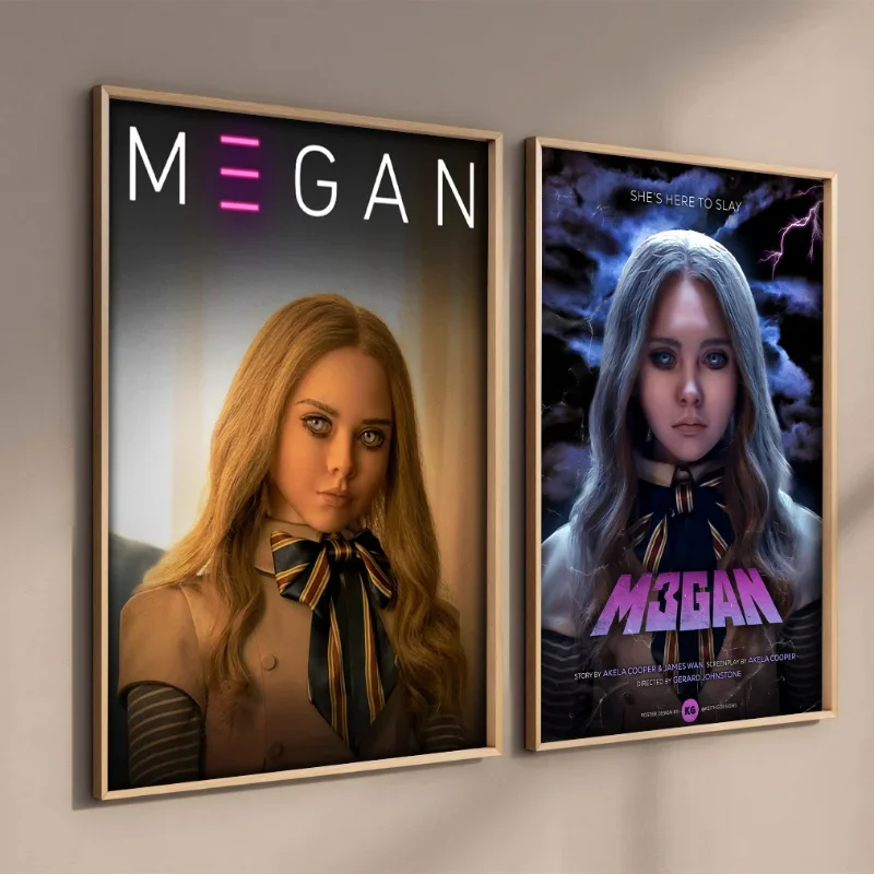 ملصق فيلم رعب M3gan ، فيلم جدارية ، لوحة قماشية ، رسم جداري ، جماليات جدارية ، مطبوعات دمية رقص ، ديكور منزلي