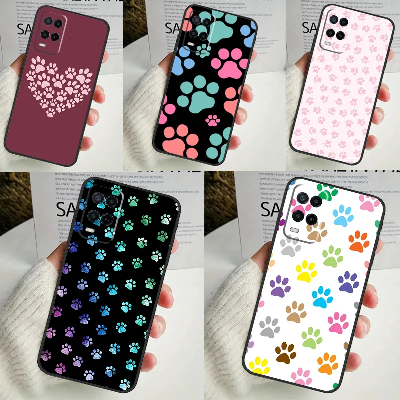 Cat Dog Paws For OPPO A58 A78 A98 A15 A16 A17 A76 A96 A77 A52 A72 A5 A9 A79 A94 A74 A57S A53S A54S Case