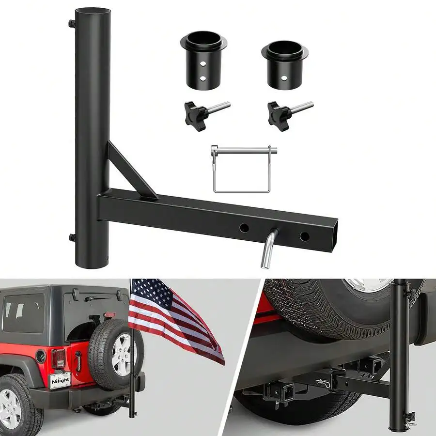 

Nilight Hitch Mount Flagpole Holder Compatible With 1 To 2.3 In Diameter Flag Tube, Universally For 2" Receiver On RV SUV Pickup
