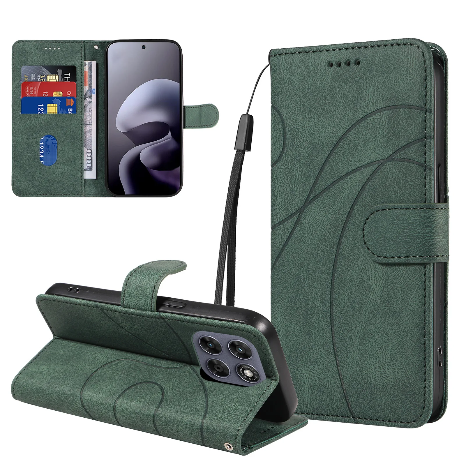 Wrist Rope Retro Leather Book Case For Samsung Galaxy S25 Edge S24 Ultra S23 FE S22 Plus S21 Wallet Flip Cover 3 Cards Funda