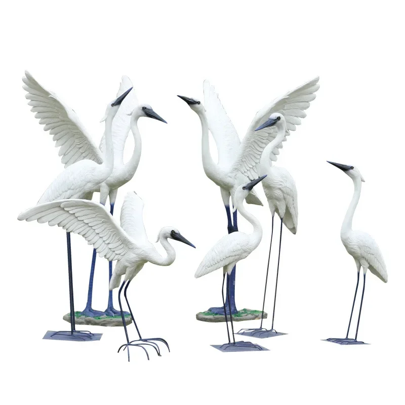 

Outdoor simulated egret ornament, rockery pool animal crane sculpture, garden garden landscape decoration