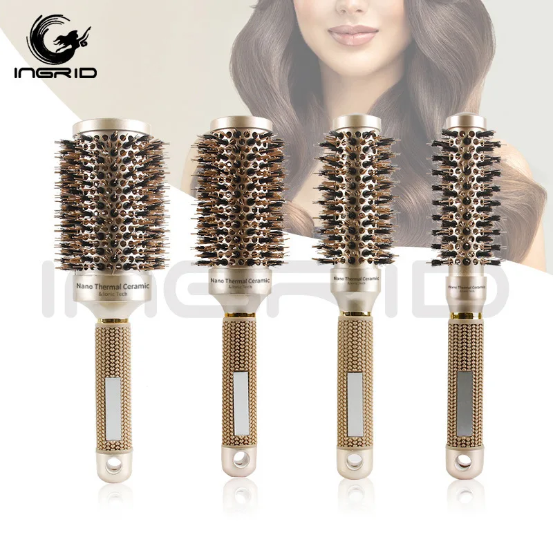 

Aluminum Tube Round Barrel Hair Curling Brush Anti Static Round Rolling Brush Pro Barber Hair Rolling Brush Salon Styling Tools