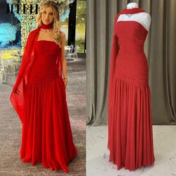 JEHETH Chiffon Strapless Evening Dress Sleeveless With Jacket Mermaid Prom Gowns Saudi Arabia Formal Occasion Party Dress