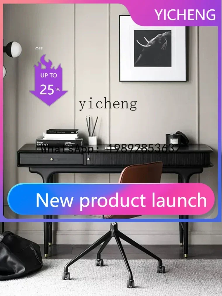 

Стол из массива дерева, винтажный, из черного дуба, в стиле середины века, дизайнерский компьютерный стол для дома