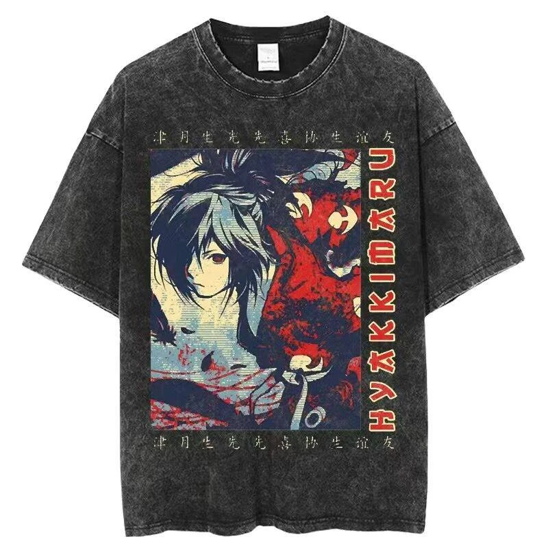 2026 Dororo Japanese Anime Harajuku Do Old Retro Summer Short Sleeve Wash Trend Loose Casual Men's and Women's T-shirts