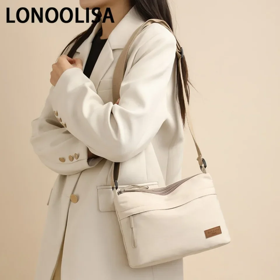 3 Main Pockets High capacity Shoulder Crossbody Bag for Women Multi-pocket Purse canvas Handbag Suitable for mothers shopping image 2
