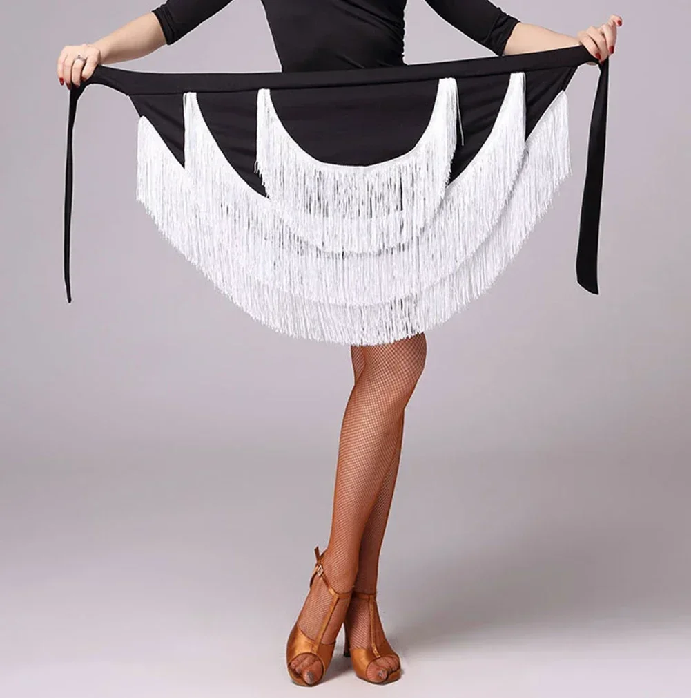 

Jupe de danse latine à franges pour femmes, frange à pampilles, écharpe pour la pratique du gril, samba, tango, chacha, phtalHip