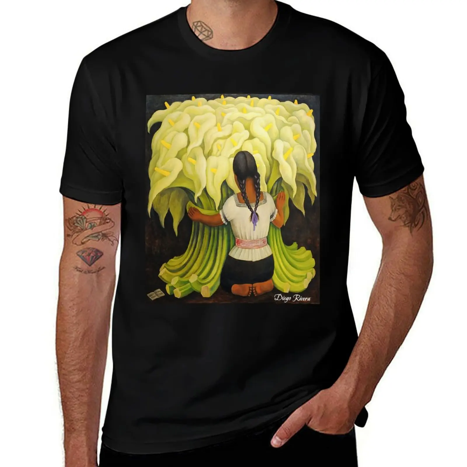 Famous Artist: Diego Rivera - The Flower Seller (1942) T-Shirt Novelty Print Casual Tee Shirt T-Shirt