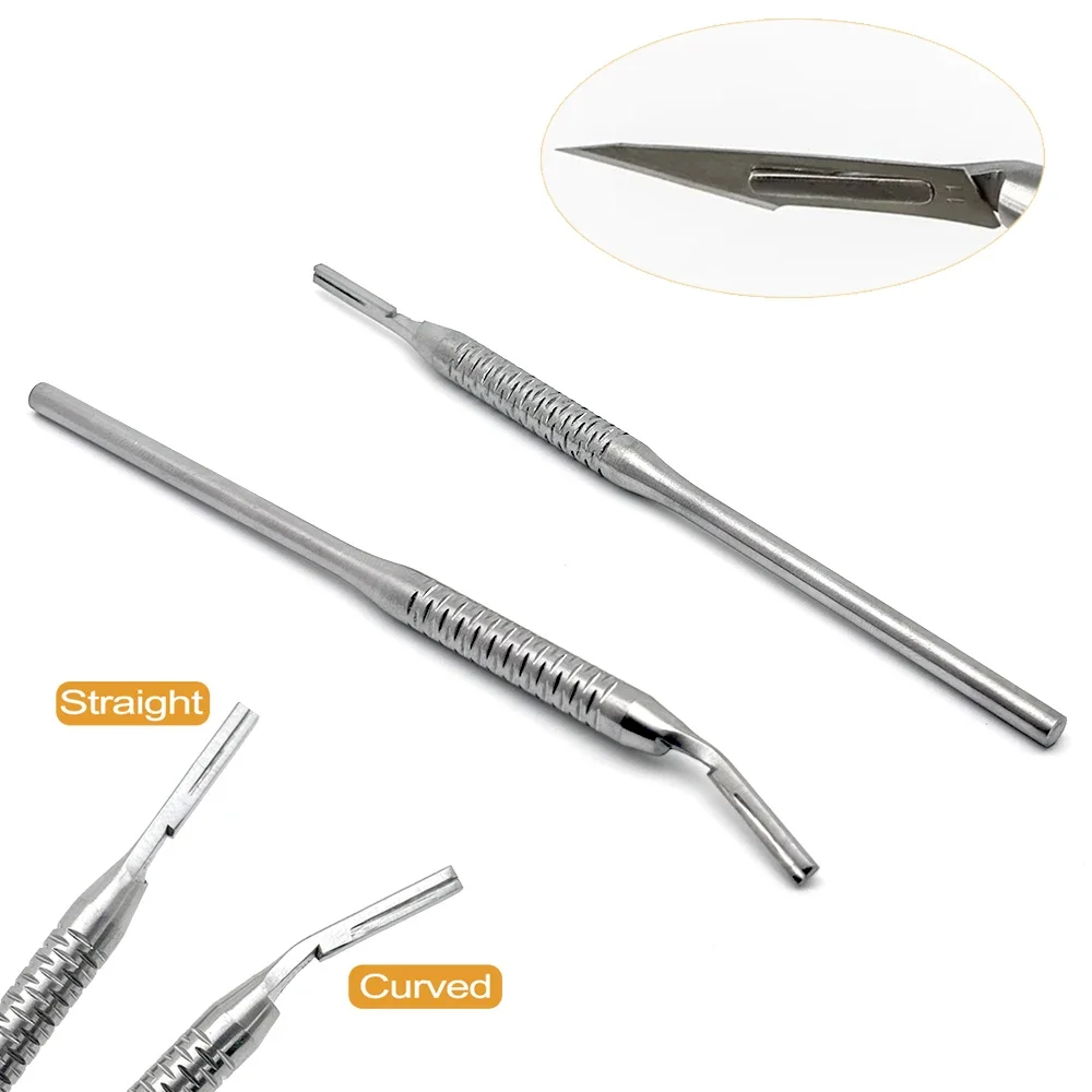 

Dental Surgical Scalpel Handle #3 Curved/straight Blades Stainless Steel Handle Oral Implant Instruments Oral Implant Tool