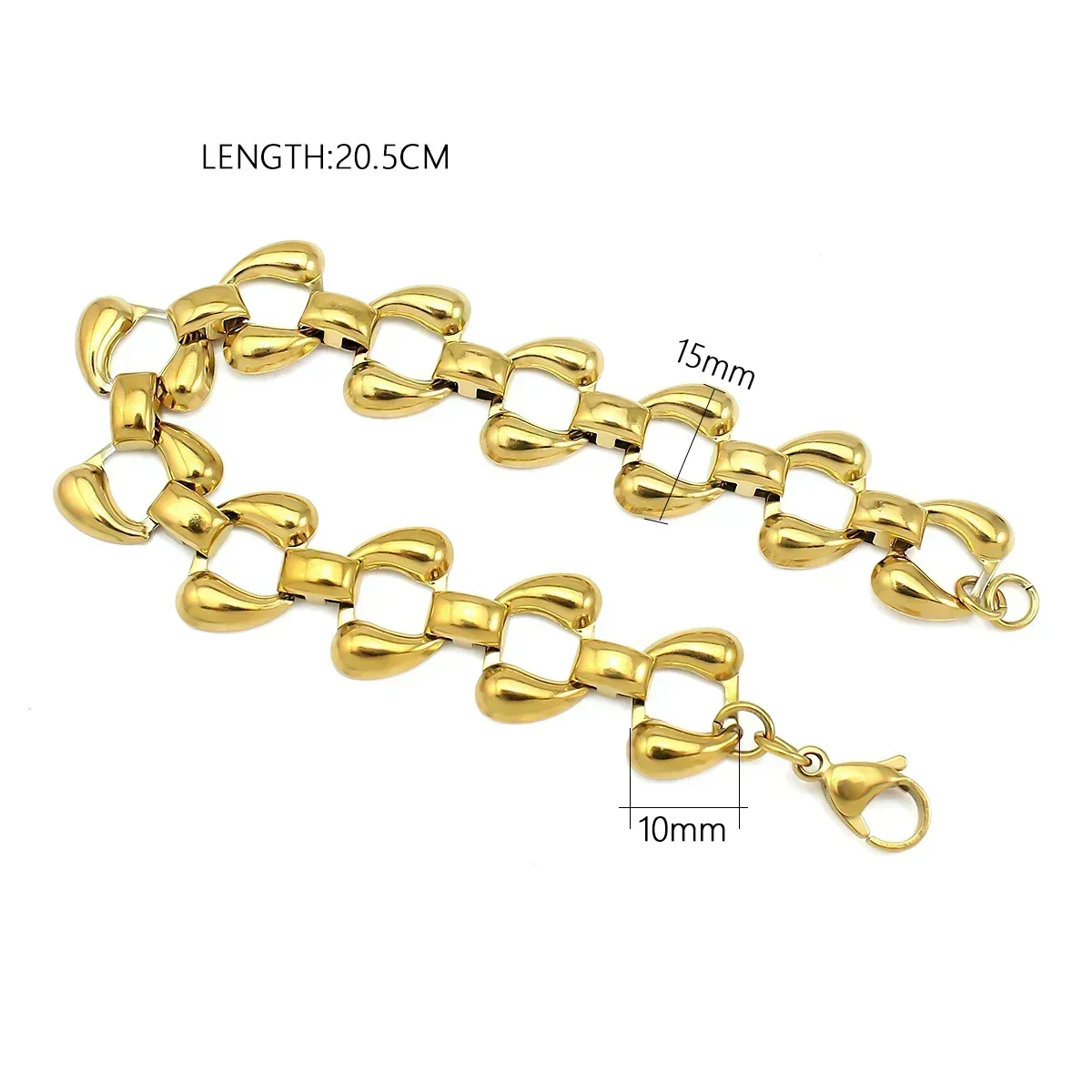 Bracciale parallelogramma in acciaio inossidabile di moda Braccialetti con ciondoli in oro placcato 18 carati femminile Braccialetti robusti Gioielli Regali di Natale