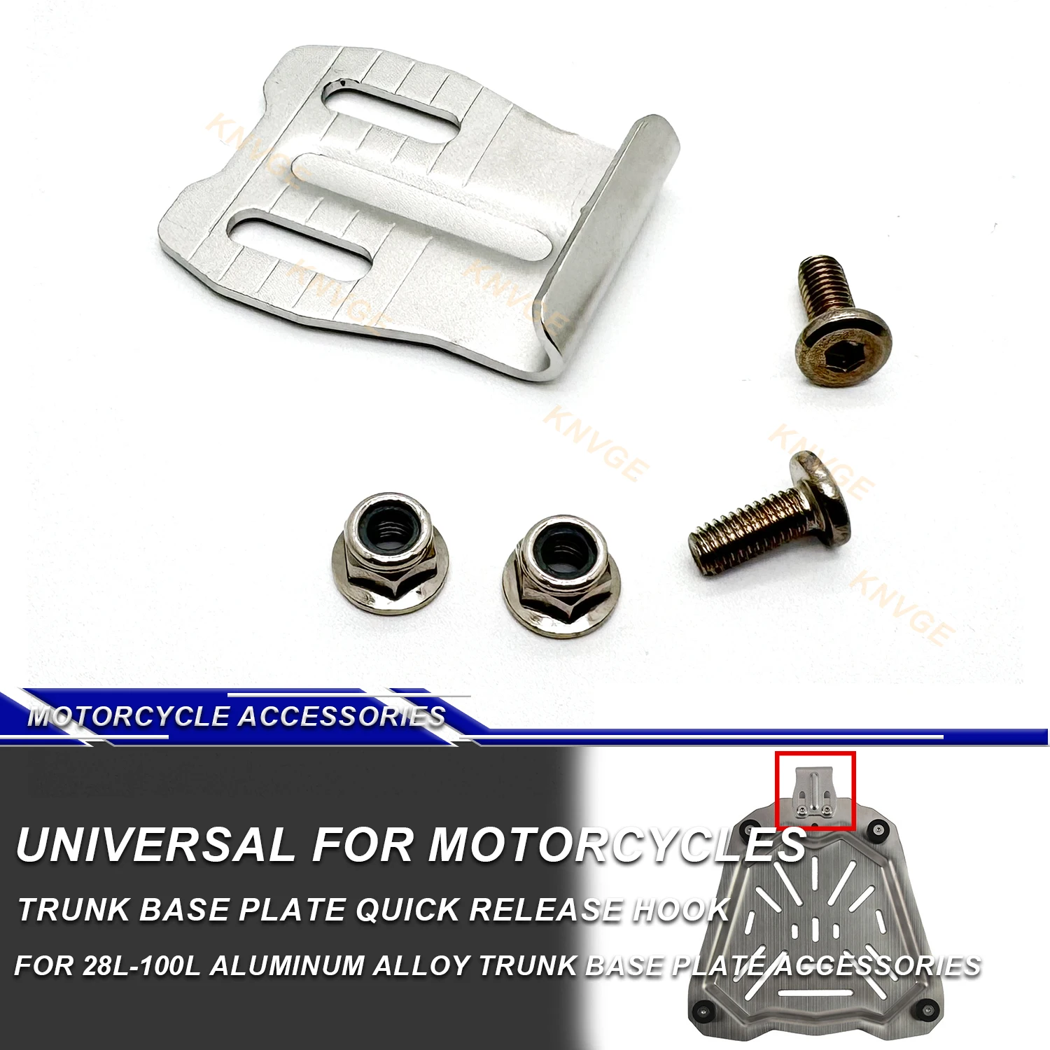 

FOR 28L-100L Motorcycle Tail Top Box Tool Rear Luggage Case Helmet Trunk Base Plate Quick Release Hook Screw Mount