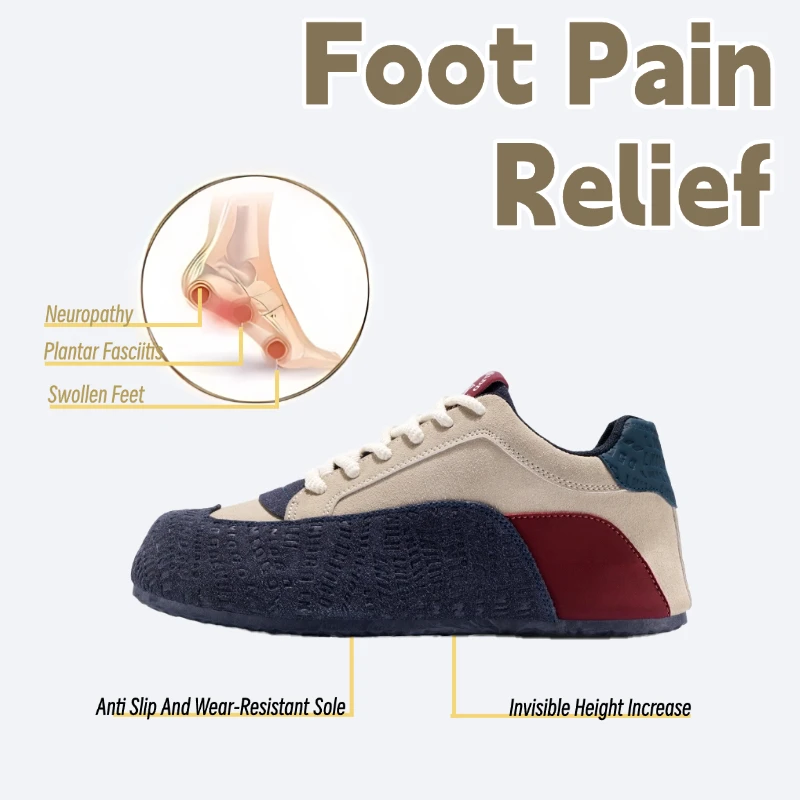 أحذية رجالية ذات قاع مسطح لزيادة الارتفاع ونعل سميك للربيع والخريف، أحذية رياضية كاجوال عصرية للخروج برباط