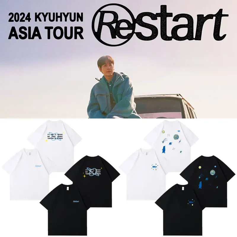 Kpop Super Junior Cho KyuHyun Restart Man/Women Harajuku T-shirt Round Neck Short Sleeve Casual Unisex Streetwear COTTON Top