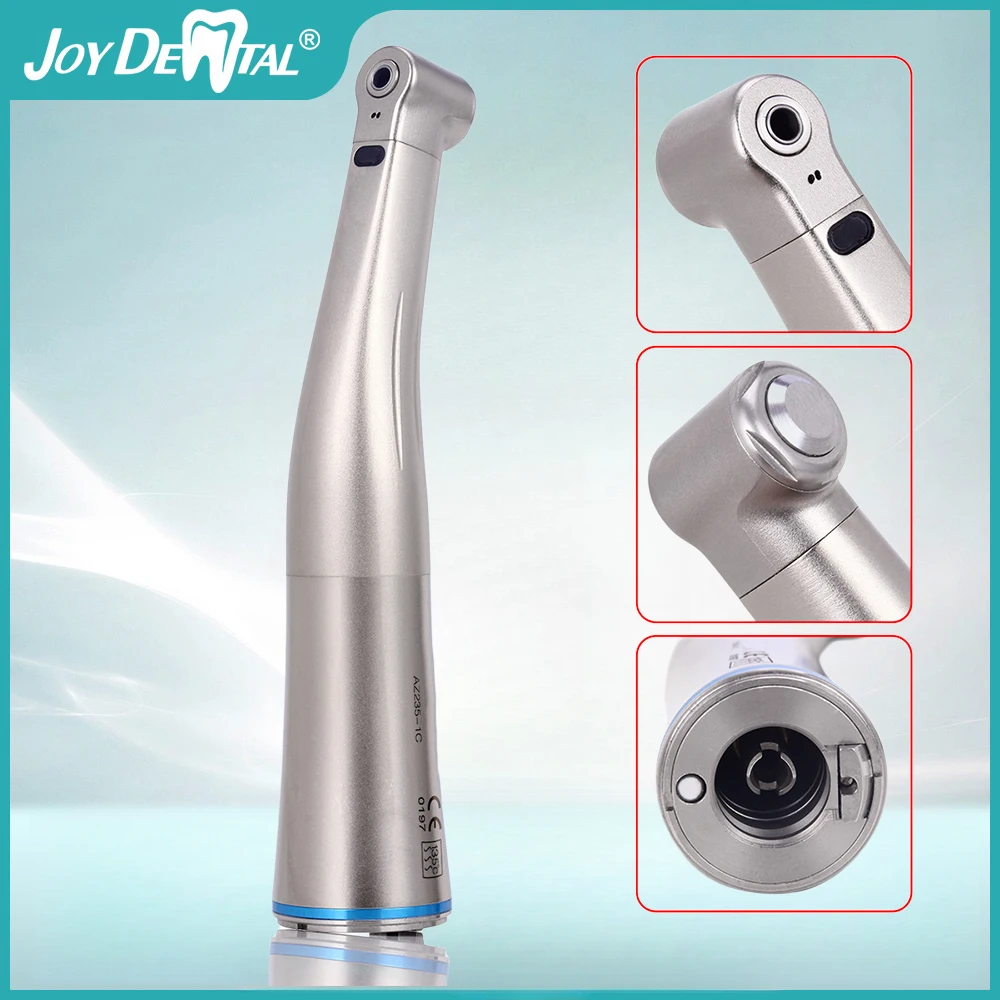 

AZDENT Dental 1:1 LED Fiber Optic Handpiece Internal Water Spray Contra Angle Push Button Chuck Blue Ring Low Speed Handpiece