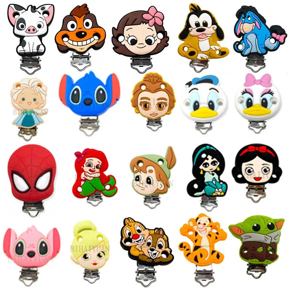 

1 шт., стежка моаны, принцесса, Человек-паук, чип и Дейл, Питер Пэн, силиконовая цепочка для соски, зажим для ожерелья, зажим для детской игрушки в подарок