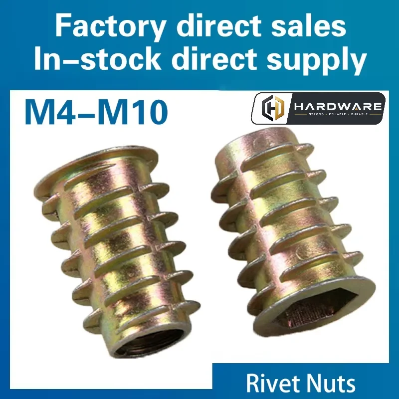 50pcs/lot M4 M5 M6 M8 M10 Zinc Alloy Threaded Internal And External Tooth Nuts Flange Type Hexagonal Drive Furniture Nuts