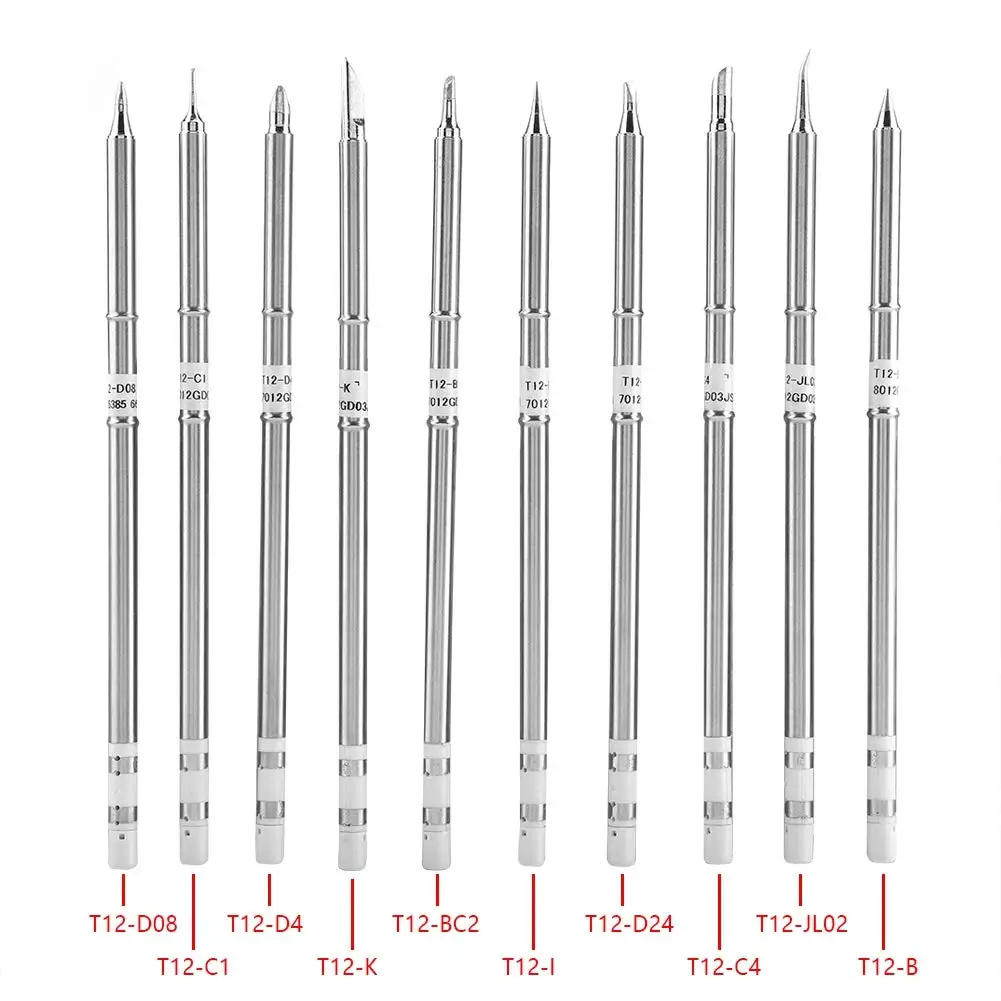 10Pcs Soldering Iron Tips Welding Tool T12 Series Soldering Iron Tips Welding Tool For FX-951 Rework Station