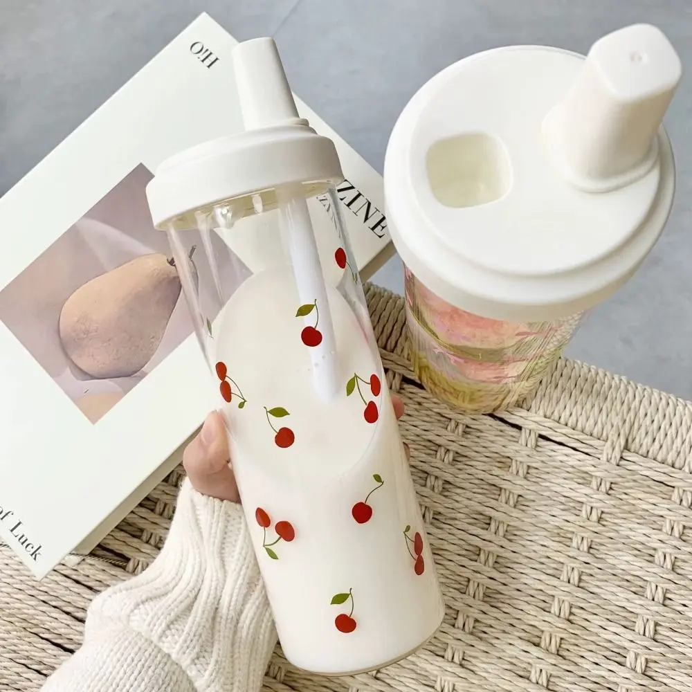 Niedliche Schleife, 500/700 ml, Wasserflaschen, Saft, Milch, Kunststoffbecher mit Deckel, Strohhalm, Bubble Tea, Kaffeetassen, Trinkgeschirr mit großer Kapazität