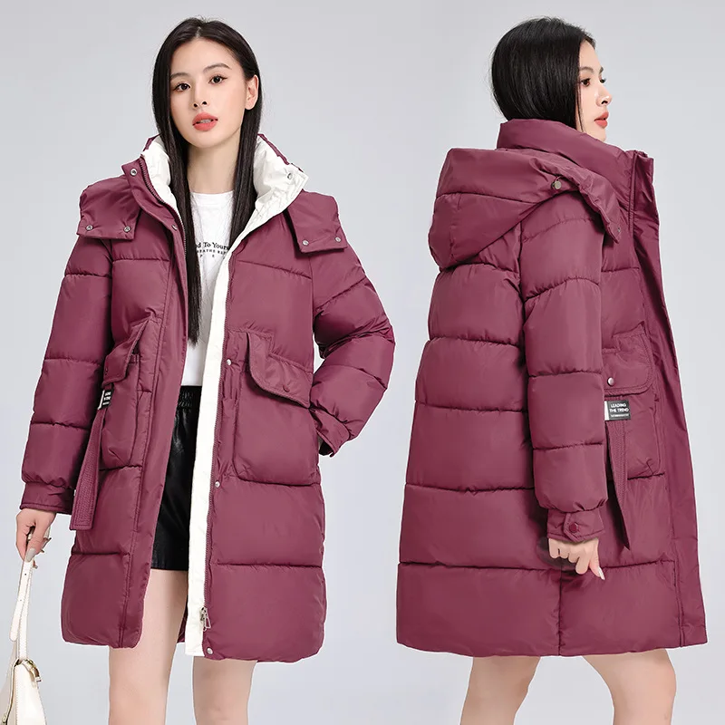 Women Jacket Windproof Rainproof Thick Warm Long Puffer Coat White Female Basic Snow Overcoat Winter Parkas Hooded Down Cotton