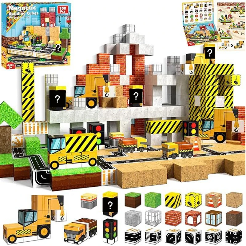 

Magnetic Building Blocks Mine World Magnetic Cave World Brick Cube Toys Set STEM Sensory Best Gift for Boy Girl Children