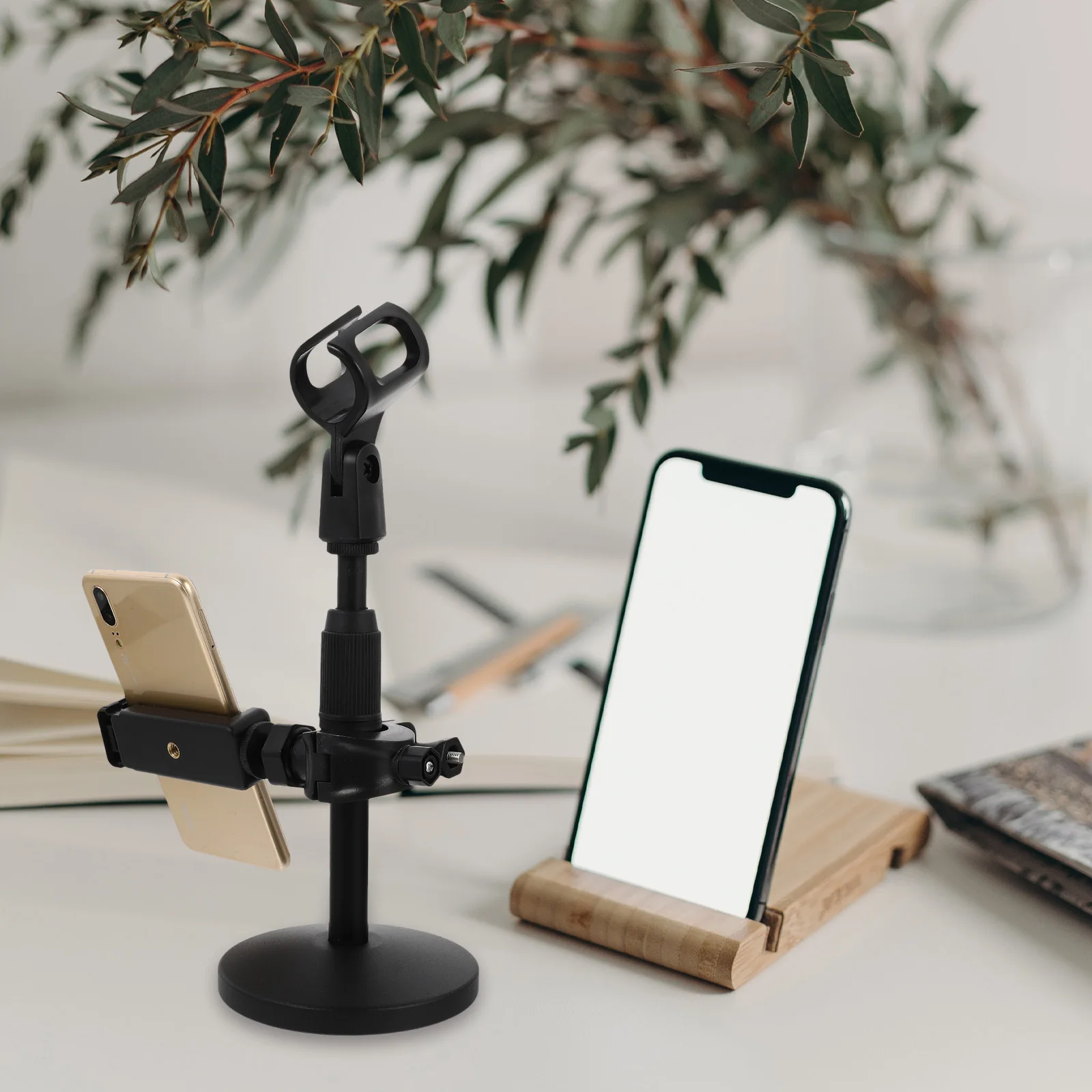 

1Pcs Desktop Microphone Stand Adjustable Table Mic Holder Metal Tube Phone Bracket Suitable for Podcast Live Stream Recording