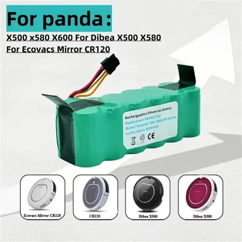 Аккумуляторы для пылесоса аккумуляторы 14 4 В 9800 мАч Panda X500 Dibea X580 X900 Haier T322 T321 T320 CR120 CR121 Фото №5