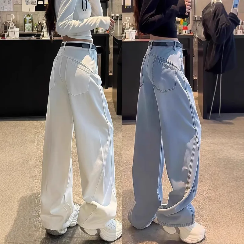 Damen Frühling Herbst Slim Fit Banana Scythe Curved Knife Jeans Neue Übergröße Plus Size Loose Slim Straight Leg Hosen