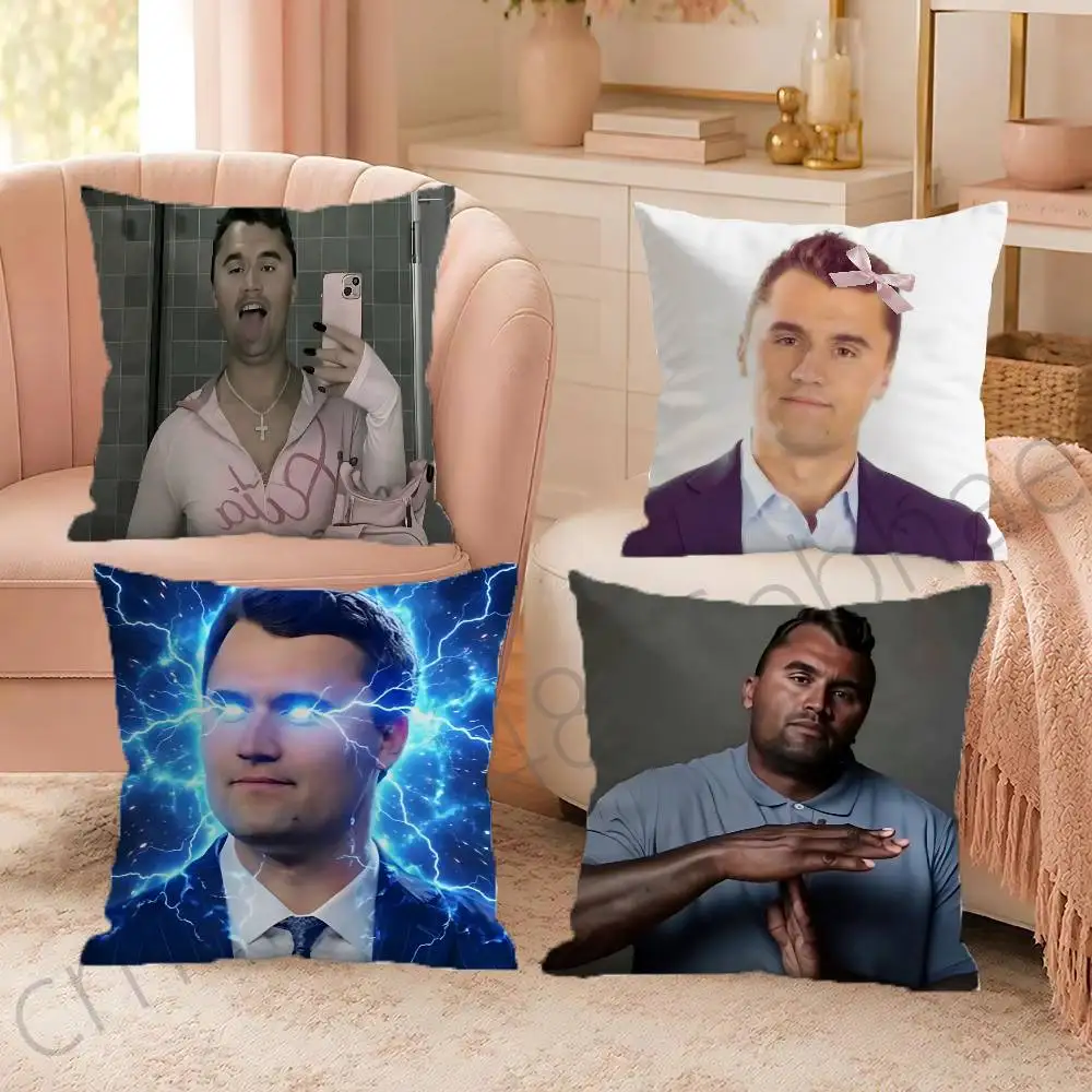 FOR Charlie Kirk Throw Pillow Cover 2D Double-Sided Print Soft Cushion Case for Home Sofa Bedroom Car