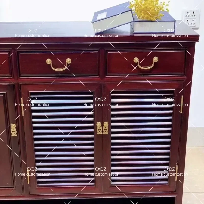 Zambia Blood Sandalwood Shoe Cabinet Solid Wood Entrance Storage Cabinet African Lobular Red Sandalwood Side Cabinet for Home