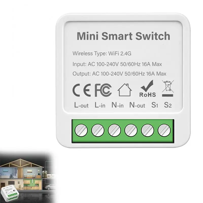 16A Tuya Smart WiFi Switch 2-позиционный переключатель управления Mini Breaker Smart Life Control Поддержка Alexa Google Home Яндекс Алиса