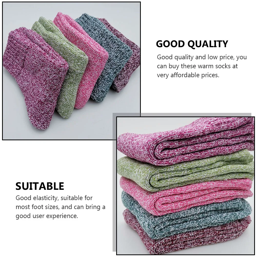 

6 Pairs Women Socks Warm Winter Supple Medium Tube Stockings Multicolor Colors Blended Materials Thickened Design Suitable