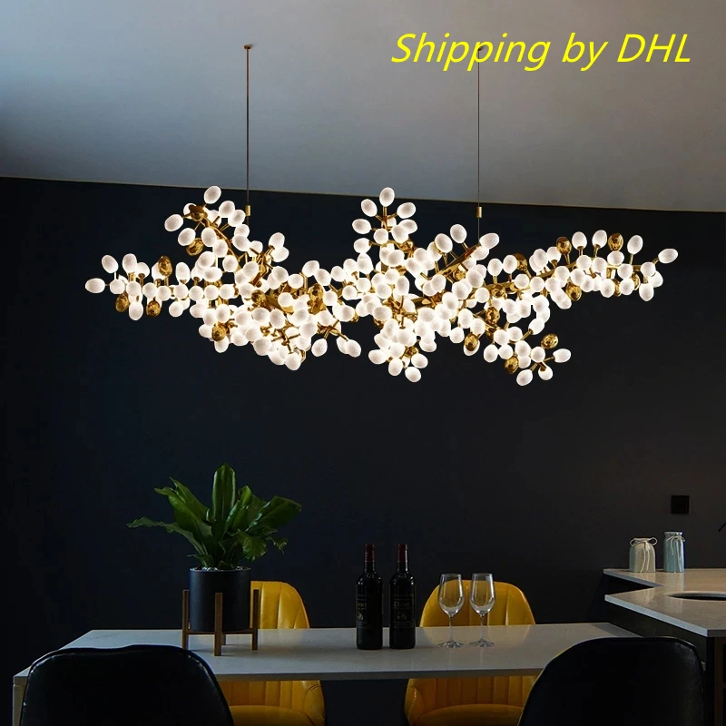 

Modern Grape Bunch Glass Luxury Chandelier for Villa Hotel Lobby Dining Living Room Restaurant Art Decoration Hanging Lighting